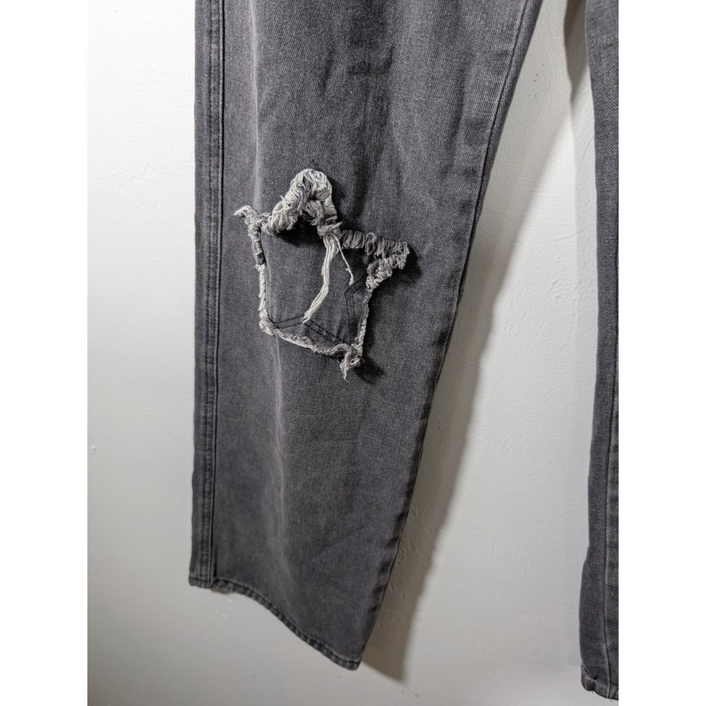 Women's M Black Stone Wash High Rise Mom Jeans‎ Star Pattern Distressed - Picture 5 of 7